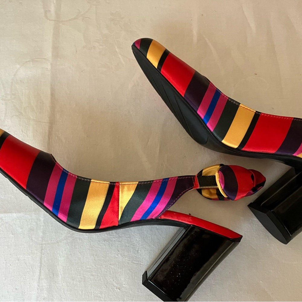 J. RENEE’ “CIPRIANA-JJ’ Size 9M, Silk, multicolored striped Slingback Pumps NWOT - Picture 6 of 14
